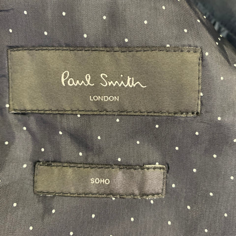 PAUL SMITH Size 38 Black Metallic Wool Blend Peak Lapel Single Button Sport Coat