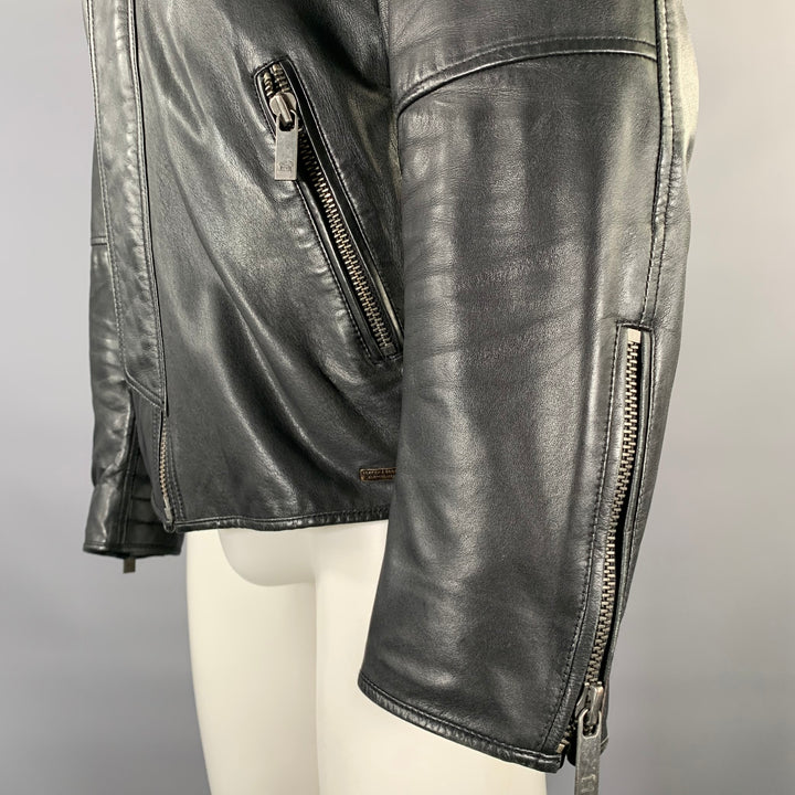 SCOTCH AND SODA Size M Black Leather Moto Racer Jacket