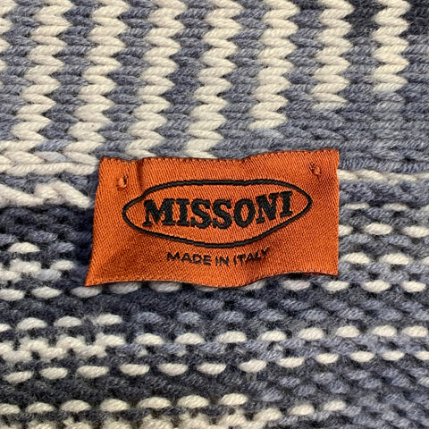 MISSONI Size 6 Grey Black White Cashmere Wool Stripe Open Front Long Cardigan