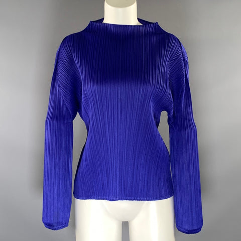 PLEATS PLEASE by ISSEY MIYAKE Size 6 Blue Cobalt Polyester Crinkled Dress Top