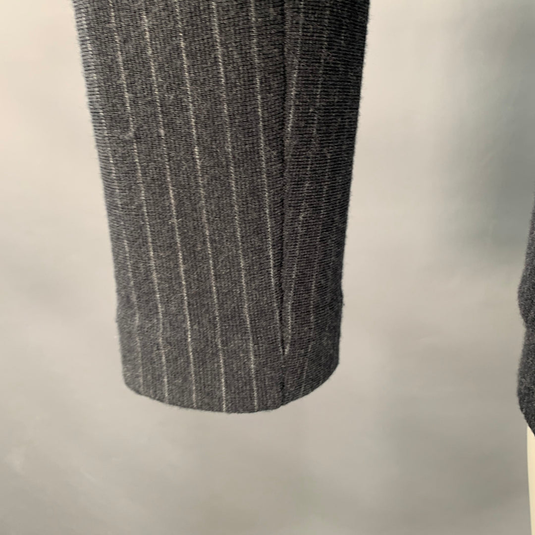 EMPORIO ARMANI Size S Regular Charcoal Grey Stripe Double Breasted Notch Lapel Sport Coat