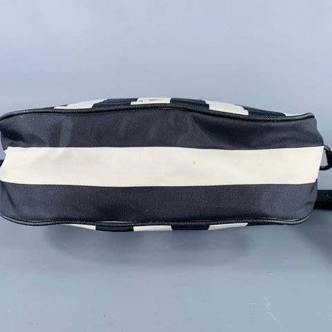 MARC JACOBS Trooper Nomad Black Cream Stripe Nylon Leather Cross Body Handbag