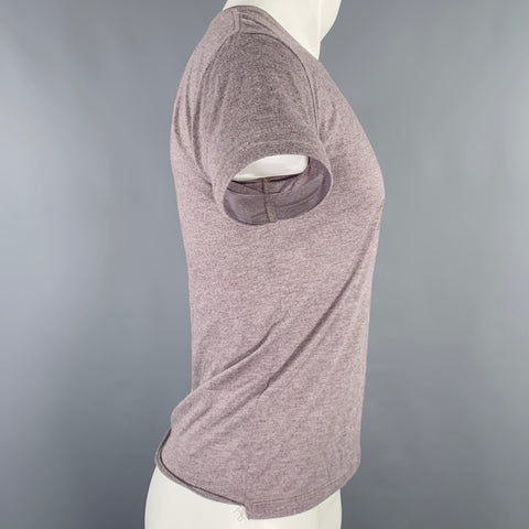 SAINT LAURENT Size S Purple Grey Logo Viscose Polyester T-shirt