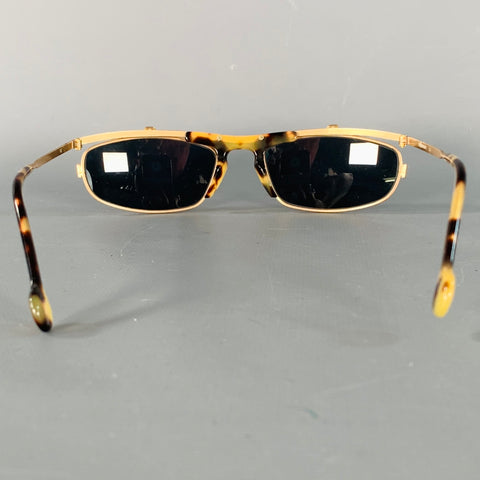L.A.EYEWORKS Taz Gold Tortoiseshell Metal Flip Up Sunglasses
