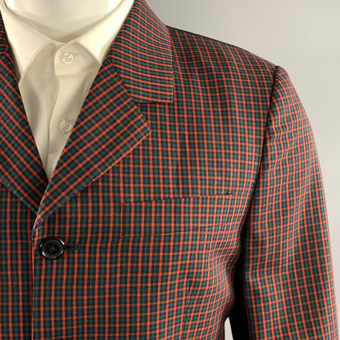 PAUL SMITH Chest Size 38 Black Red & Blue Plaid Wool Notch Lapel 32 31 Suit