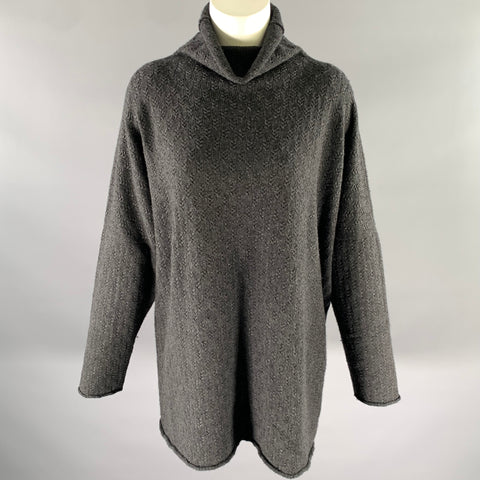 ESKANDAR Size M Grey Silk Cashmere Oversized Turtleneck Sweater