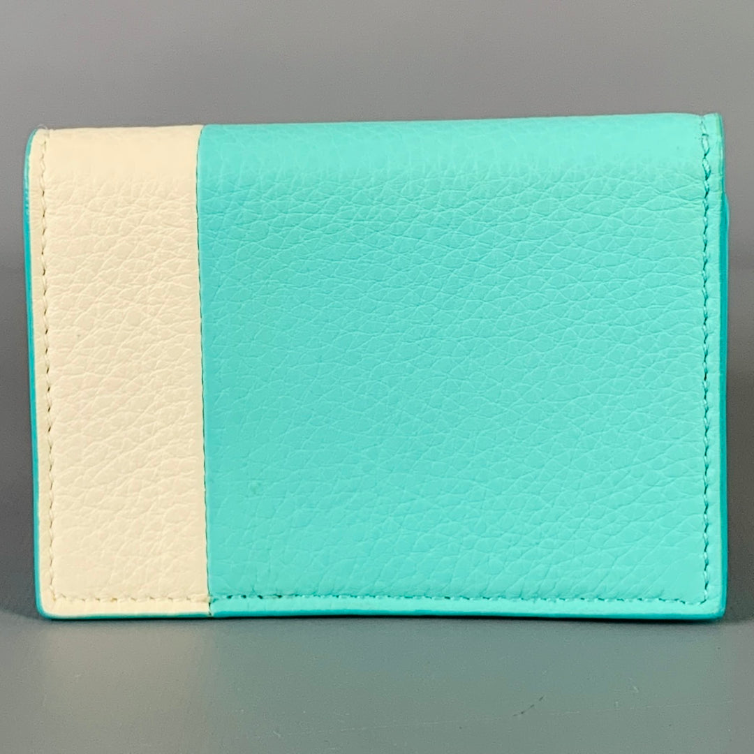 TIFFANY & CO. Blue White Color Block Leather Card Case Wallet