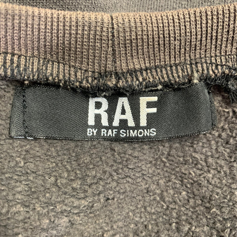 RAF by RAF SIMONS Size XS Grey Black Patches Cotton Crew Neck Sweatshirt