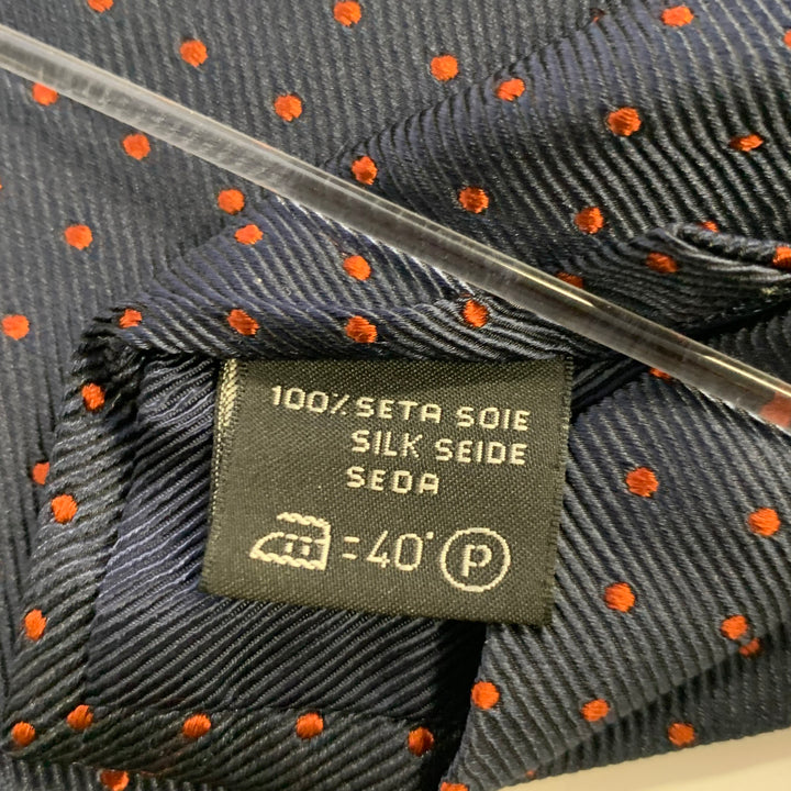 ERMENEGILDO ZEGNA Navy Rust Dots Silk Tie