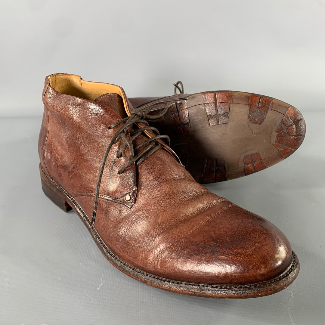 UNTAMED STREET Size 12 Brown Distressed Leather Lace Up Boots