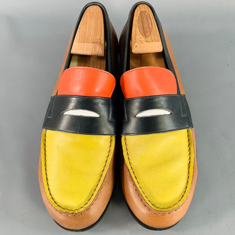 PS by PAUL SMITH Size 8 Tan Multi Color Color Block Leather Slip On Penny Loafers