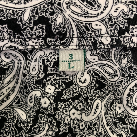 BEN SHERMAN Size L Black White Paisley Spread Collar Long Sleeve Shirt