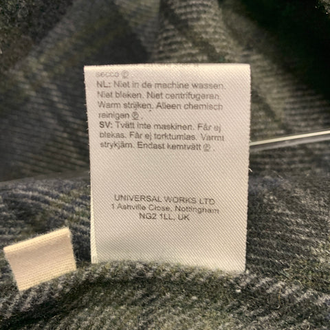 UNIVERSAL WORKS Size XL Black Grey Olive Plaid Wool Blend Jacket