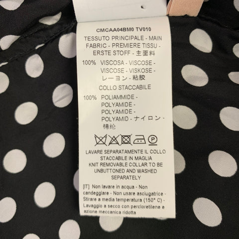PLAN C Size XS Black White Viscose Polka Dot Oversized Shirt