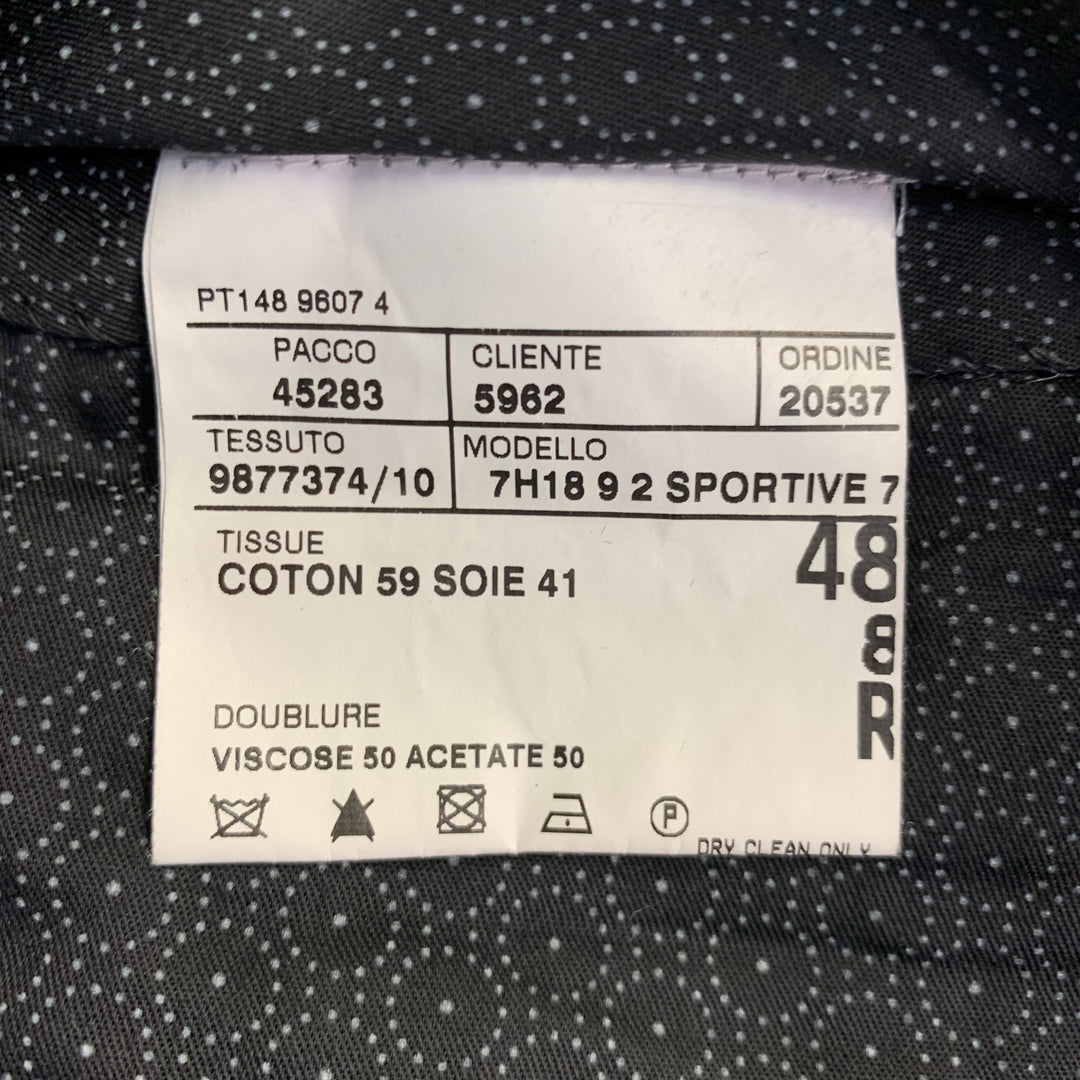 CORNELIANI Size 38 Grey Charcoal Herringbone Cotton Silk Peak Lapel Suit
