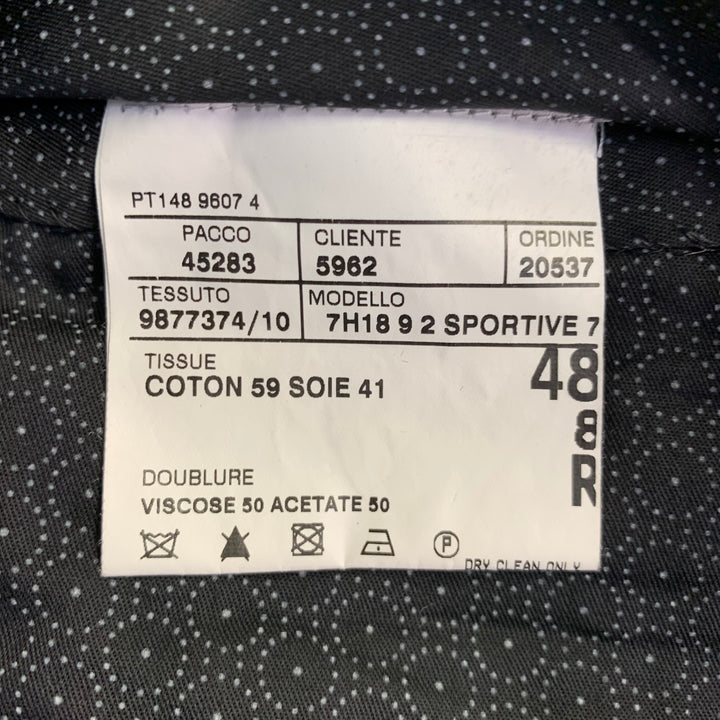 CORNELIANI Size 38 Grey Charcoal Herringbone Cotton Silk Peak Lapel Suit