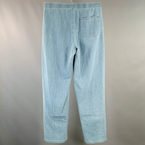 A.P.C. Size L Blue Cotton Tapered Drawstring Casual Pants