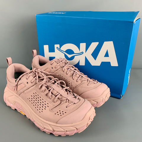 HOKA Size 9.5 Pink Leather Lace-Up Athletic Sneakers