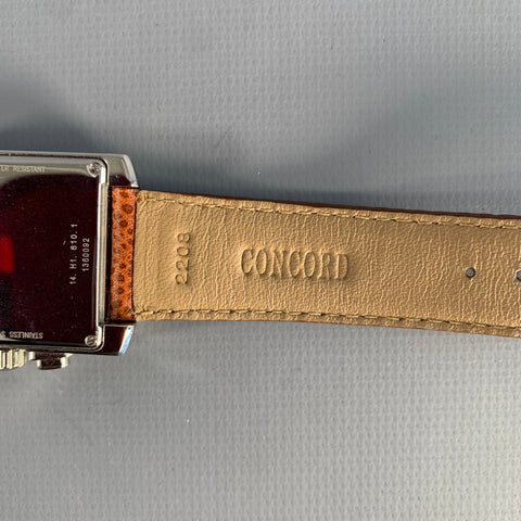 Montre CONCORD en Cuir Grainé Marron Argenté avec Boîtier en Acier Inoxydable