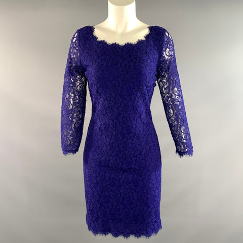 DIANE VON FURSTENBERG Size 4 Royal Blue Rayon nylon Lace Cocktail Dress – Sui Generis Designer Consignment