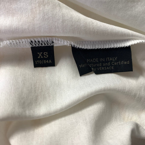 VERSACE Size XS White Gold Medusa Cotton T Shirt Short Sleeve Shirt