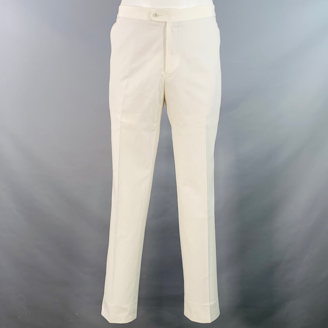 SUIT SUPPLY Size 42 Regular White Cotton Notch Lapel Suit