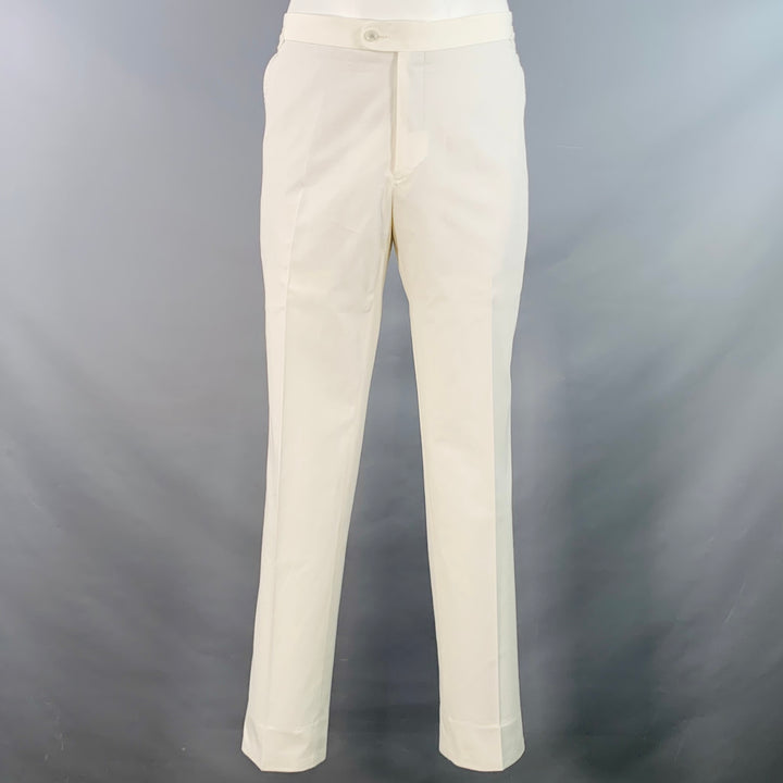 SUIT SUPPLY Size 42 Regular White Cotton Notch Lapel Suit