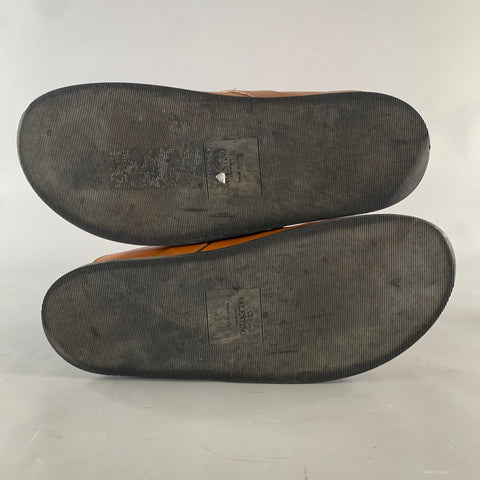 VALENTINO GARAVANI Size 9 Brown Solid Leather Slip On Sandals