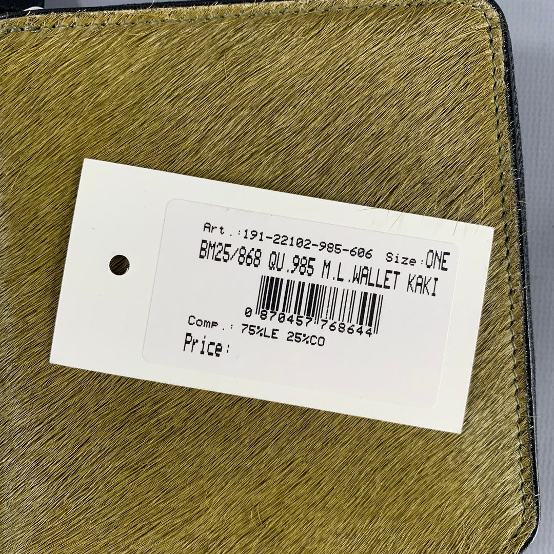DRIES VAN NOTEN Olive Black Textured Pony Hair Leather Wallet
