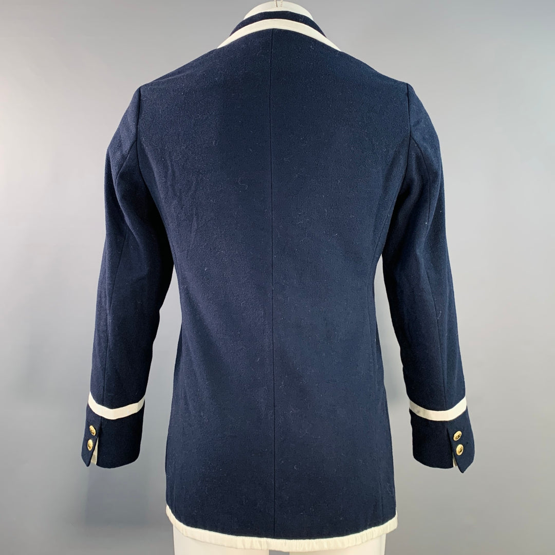 ROWING BLAZERS Size S Navy White Polyester Wool Notch Lapel Sport Coat
