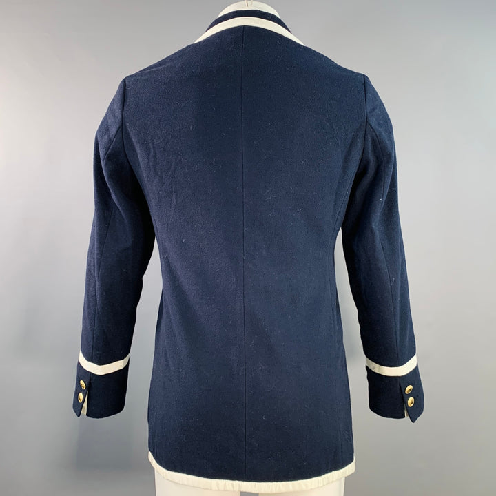 ROWING BLAZERS Size S Navy White Polyester Wool Notch Lapel Sport Coat