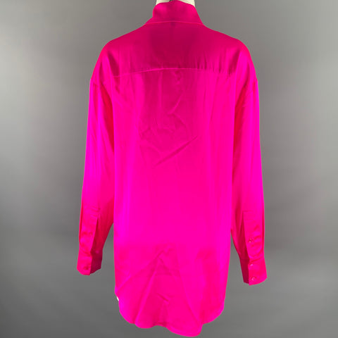 RETROFETE Size XS Pink Fuchsia Silk Spandex Button Up Shirt
