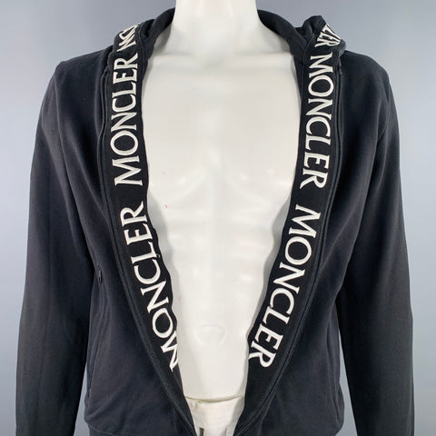 MONCLER Size L Black Cotton Hoodie Jacket