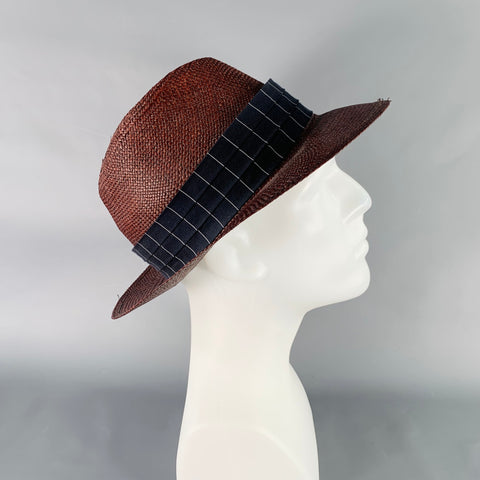 ADAM KIMMEL Size L Brown Woven Straw Panama Hat