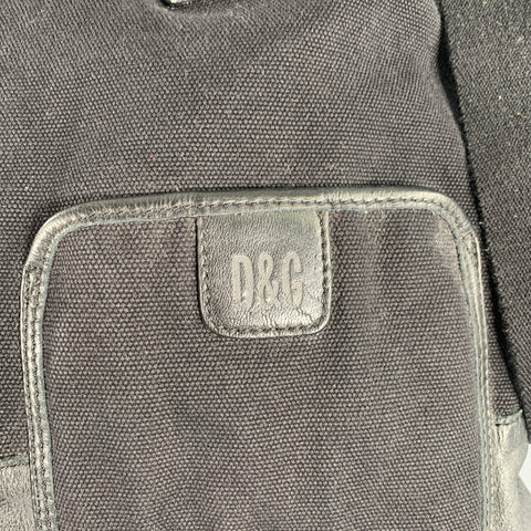 D&G by DOLCE & GABBANA Black Silver Canvas Leather Tote Handbag