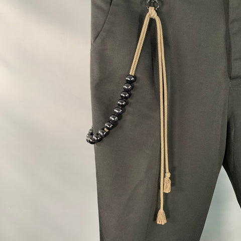 SONG FOR THE MUTE FW20 DJEBEL Size 38 Black Twill Nylon Cotton Pleated Tapered Casual Pants