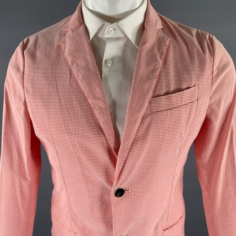 ARMANI COLLEZIONI Size 38 Red White Grid Cotton Blend Sport Coat