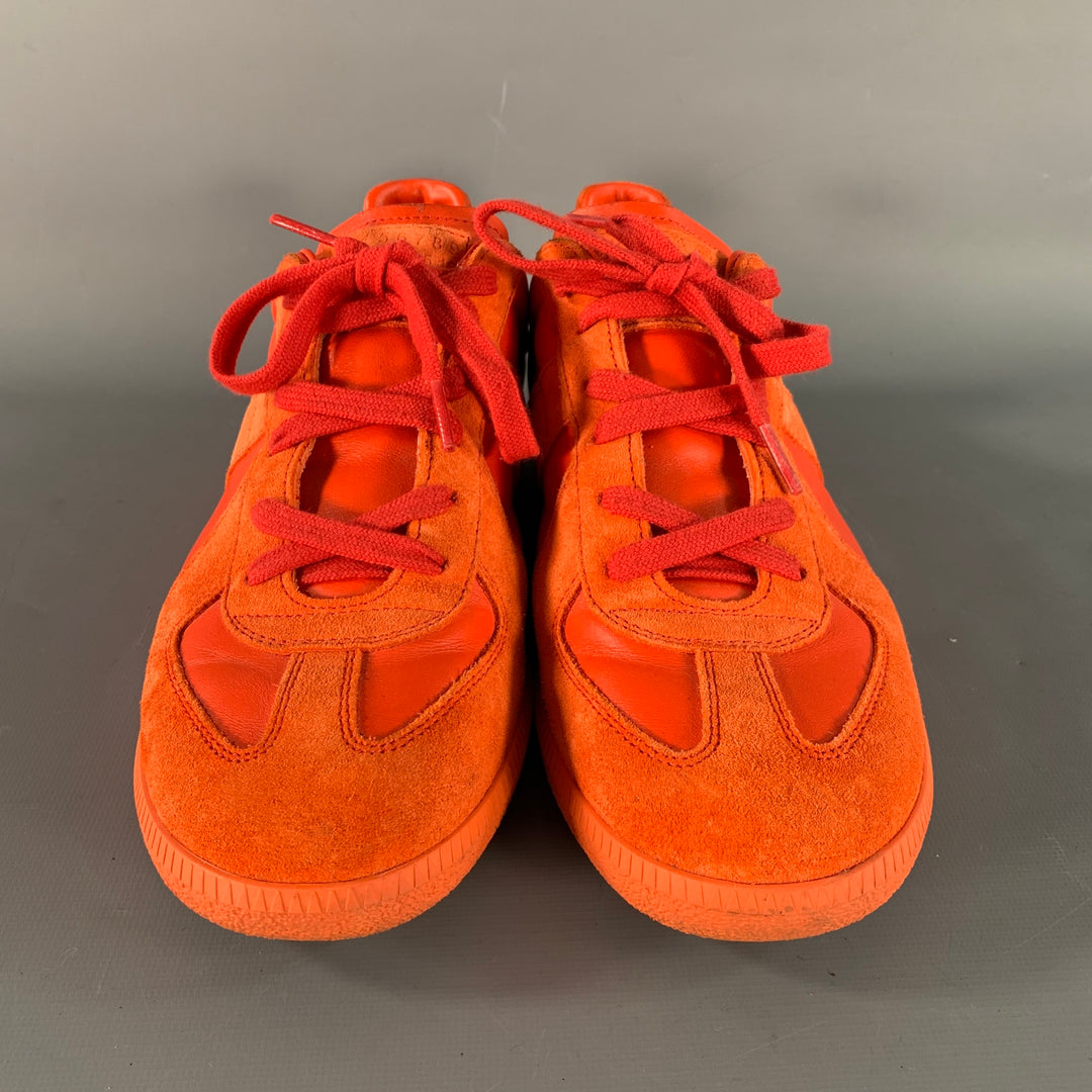 MAISON MARGIELA Size 9 Orange Leather 70's Sneakers