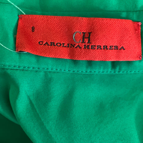 CAROLINA HERRERA Size 8 Green Polyester Maxi Long Gown Evening Wear