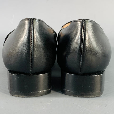 TOM FORD Mocassins plats à enfiler en cuir noir et doré avec chaîne, taille 7