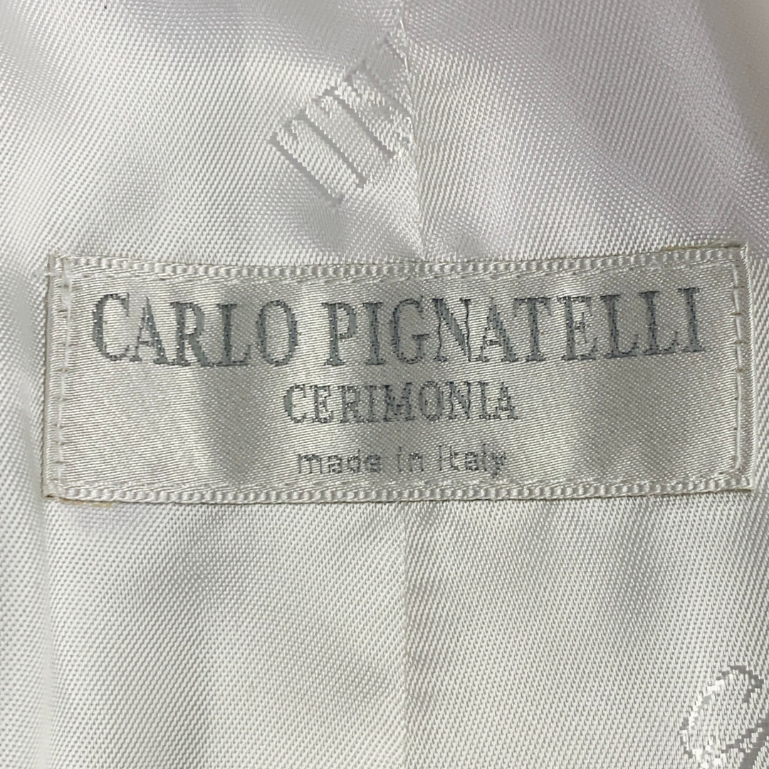CARLO PIGNATELLI CERIMONIA Size 38 Cream Acetate Silk V-Neck Vest