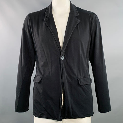 Veste THOM KROM taille XXL noire en mélange de coton à revers crantés et un bouton