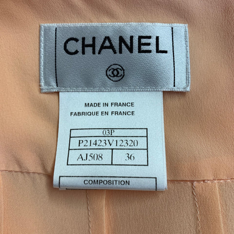 CHANEL Size 4 Orange Sorbet Silk Layered Skirt