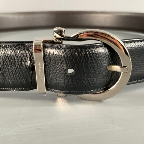 FERRAGAMO Size 40 Black Leather Belt