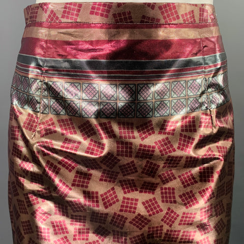 BURBERRY PRORSUM SS13 Size 8 Purple Multi Color Polyester Geometric Pencil Skirt