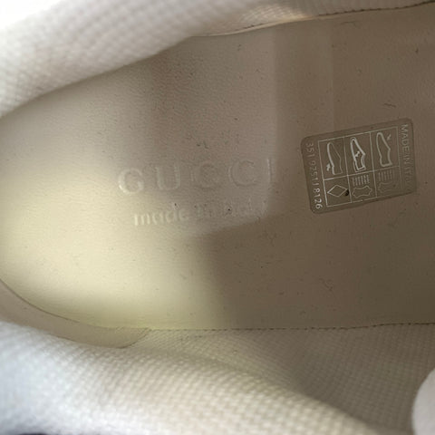 GUCCI Size 11.5 White Grey Leather Lace Up Sneakers