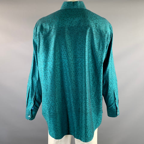 ROBERT GRAHAM Size XXL Teal Geometric Cotton Button Up Long Sleeve Shirt