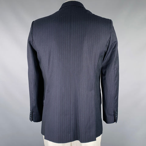 AUGUST Size 42 Navy Blue Stripe Single Breasted Sport Coat