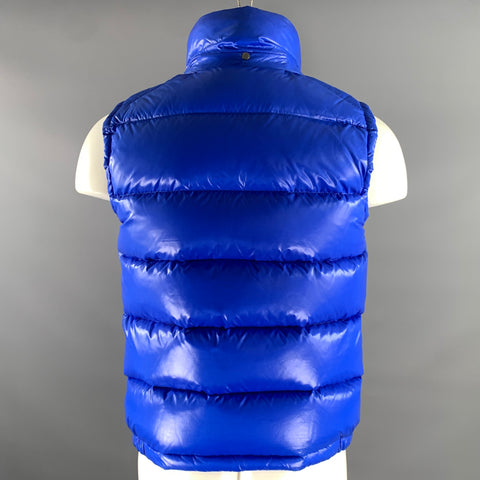 MONCLER Size S Blue Quilted Polyamide Down Filled Vest