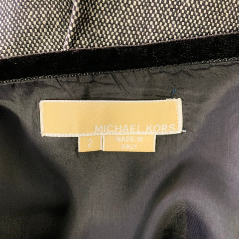 MICHAEL KORS COLLECTION Size 2 Black White Wool Silk Tweed A-Line Skirt